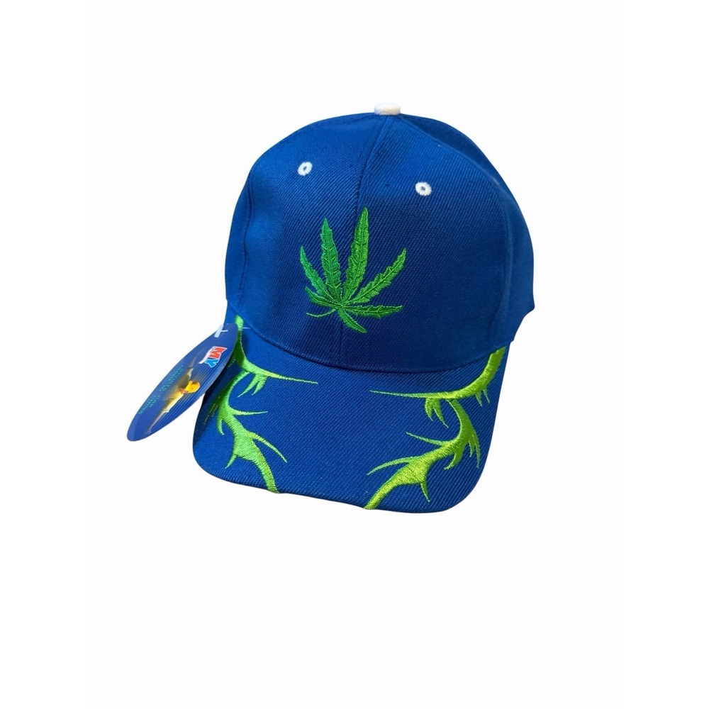 New‎ Men's Baseball Adjustable Hat pot leaf green blue